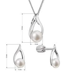 Evolution Group Elegantní sada stříbrných šperků s pravými perlami 29080.1B (náušnice, řetízek, přívěsek)