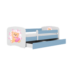 Kocot kids Dětská postel Babydreams medvídek s motýlky modrá, varianta 80x180, se šuplíky, s matrací