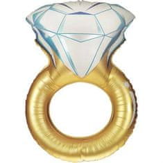 Grabo Nafukovací balónek prstýnek zlatý s diamantem 86 cm -