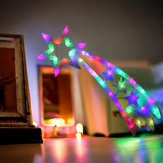 Flor de Cristal Závěsná Vánoční Dekorace Betlémská Hvězda, vícebarevná led světla, 18x59 cm, s kabelem 70 cm