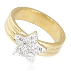 Flor de Cristal 14karátový Pozlacený Prsten z Chirurgické Oceli, Velikost US8 EU17, Barva Zlatá, Velikost prstenu: US7 EU14