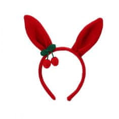 Flor de Cristal Červená ozdobná čelenka se zaječíma ušima, vyrobená z polyesteru