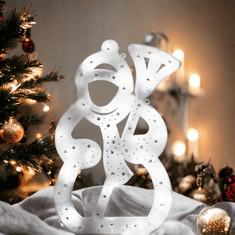 Flor de Cristal Závěsná Vánoční Dekorace XXL Sněhulák, Bílá LED Osvětlení, 42x25 cm