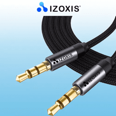 Izoxis 3,5mm AUX kabel s pozlacenými hroty a nylonovým opletem, délka 175 cm