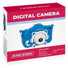 Kruzzel Dětský digitální fotoaparát AC22295, modrý, Full HD, s 32GB kartou a vestavěnými hrami