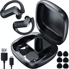 Izoxis Bezdrátová Sluchátka 5.0 s Powerbankou a Dotykovým Ovládáním, Černá, ABS+PC, 4.5x7.5x4 cm