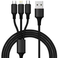 Xtrobb 4x USB Nabíječka do auta s Quick Charge 3.0, černá, měď/PVC/nylon, 115cm kabel