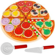 Kruzzel Dřevěná Pizza pro Děti s Nástroji a Příslušenstvím, Velikost 21x2.5 cm, Hmotnost 0.62 kg