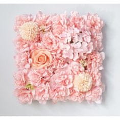 Flor de Cristal Panel s umělými květinami Background Pink, 35x35x6 cm, hedvábný květ a plast, různé barvy