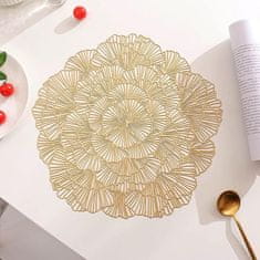 Flor de Cristal Zlatá Ažurová Podložka na Stůl 38 cm, PVC Materiál, Hmotnost 100g