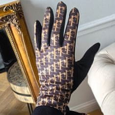 Flor de Cristal Dámské hřejivé rukavice s elegantním potiskem, fleecovou výstelkou a dotykem na palci, velikost S/M