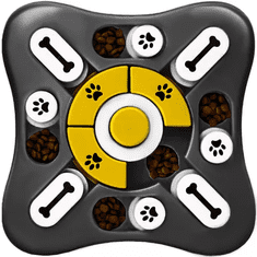Purlov Interaktivní hračka pro psy s misou, černá/žlutá/bílá, plast, 25.5x25.5x2.5 cm