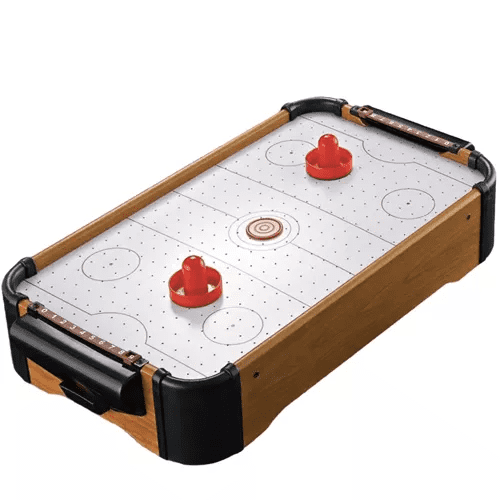 Kruzzel Přenosný stůl na vzdušný hokej pro děti, bílá/hnědá/černá/červená, dřevo/plast/plsť, 31x56x9.5 cm