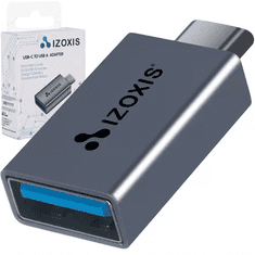 Izoxis Adaptér USB 3.0 na USB-C, Plug & Play, hliník/nylon/PVC, 3/0.7/1.5 cm