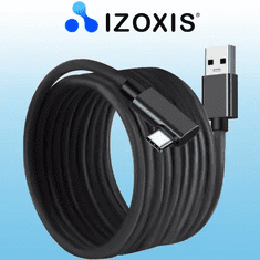 Izoxis Dlouhý Kabel USB-A 3.2 - USB Type-C, 5 Metrů, Kovová Konstrukce s Nylonovým Opletem, Rychlost Přenosu Dat 5Gbit/s