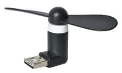 Iso Trade Mini Ventilátor microUSB USB 2W1, Černý, Plast, 9x3.9x4 cm