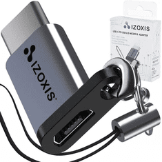 Izoxis Adaptér USB-C na Micro USB 2.0 s technologií OTG, hliník/PVC, délka šňůrky 6,5 cm