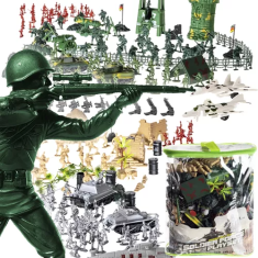 Kruzzel Vojenská základna XXL s 300 kusy, plastové figurky, včetně pouzdra 32x12x27 cm