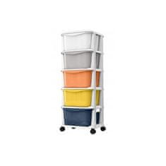 Flor de Cristal Plastový vozík na kolečkách s barevnými zásuvkami, bílý rám, 98x36x36 cm