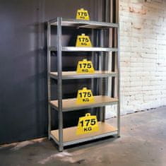 Flor de Cristal 5-Podlahový skládací regál pro garáž, kovový s MDF policemi, 90x180x40 cm