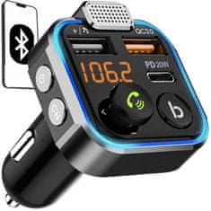 Xtrobb FM Bluetooth Vysílač/Nabíječka 22355 s Autonabíječkou 12V/24V, Kompatibilní s IOS a Android, Rozměry 7,5 x 4,5 x 4,7 cm