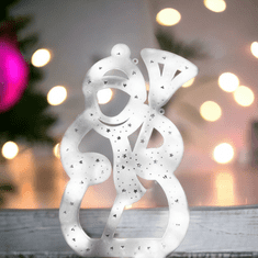 Flor de Cristal Závěsná Vánoční Dekorace XXL Sněhulák, Bílá LED Osvětlení, 42x25 cm