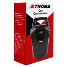 Xtrobb Autokompresor 12V s LCD displejem, vestavěnou svítilnou a ovládacím panelem, černý, ABS + kov, 15x25x7.5 cm