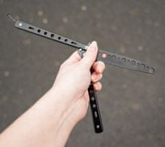 Malatec Tréninkový motýlkový nůž, černý kov, složená velikost 13x3x1 cm