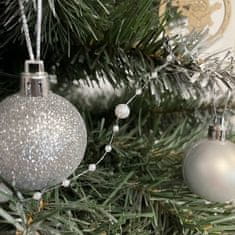 Ruhhy Věnec na vánoční stromeček - perleťově bílá perlová girlanda, 5 metrů