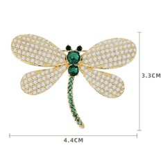 Camerazar Elegantní Brož ve tvaru vážky se zirkony, sytě zelená