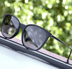 Camerazar Vintage Dámské Sluneční Brýle s Polarizací Kočičích Očí, Černé, Kovový Rám, UV400 ochrana