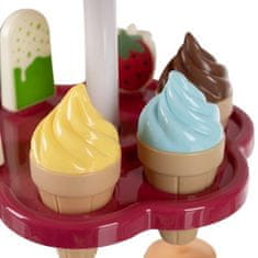 Kruzzel Interaktivní vozík na zmrzlinu s doplňky, barevný, plastový, 40x32x20 cm