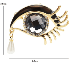 Camerazar Brož Andělské Oko ve tvaru Slzy s Perlovým Špendlíkem, Zirkonová, Stříbrná