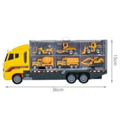 Kruzzel Sada nákladních vozů TIR s 6 vozy, vícebarevný, plast, 36x15x9.5 cm