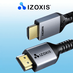 Izoxis HDMI Kabel 8K 2m, High Speed, Kov/PVC/Nylon, Bez Zamotání