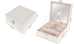 Beautylushh Šperkovnice s vyjímatelnou cestovní kazetou, bílá, PU zátěr a MDF deska, 25.5x25.5x30 cm