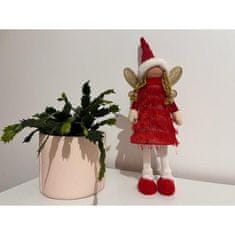 Ruhhy Vánoční Figurka Víla v Červeném Oblečení, Plast a Polyester, 40x14x9 cm