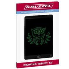 Kruzzel Tablet na kreslení 12", černý, ultratenký s funkcí zámku obrazovky a ochranou životního prostředí