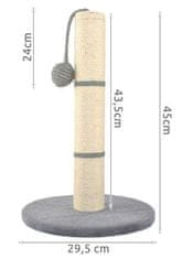 Purlov Škrabadlo pro kočky, šedé, sisalové lano, 45 cm