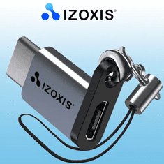 Izoxis Adaptér USB-C na Micro USB 2.0 s technologií OTG, hliník/PVC, délka šňůrky 6,5 cm