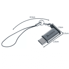 Izoxis Adaptér USB-C na Micro USB 2.0 s technologií OTG, hliník/PVC, délka šňůrky 6,5 cm