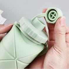 Flor de Cristal Skládací Silikonová Láhev na Vodu 600 ml, Zelená, Odolná proti Poškození