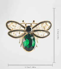 Camerazar Elegantní Hmyzí Brož se Zirkony a Zelenými Krystaly