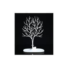 Flor de Cristal Elegancký bílý stojánek na šperky ve tvaru stromu, s vysokým leskem, z umělé hmoty