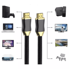 Izoxis HDMI 2.1 Kabel 8K 60Hz, 4K 120Hz, Délka 3m, Kovová Konstrukce