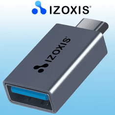 Izoxis Adaptér USB 3.0 na USB-C, Plug & Play, hliník/nylon/PVC, 3/0.7/1.5 cm