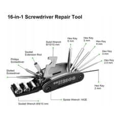 Flor de Cristal Sada Imbus klíčů 16v1 pro jízdní kola, 6 velikostí, s wkrętaki a nasadkami, váha 200g