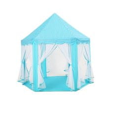Flor de Cristal Dětský Hrací Stan s Skládací Střechou, Modrý s Bílými Pruhy, Průměr 140cm, Výška 135cm