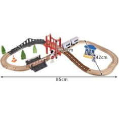 Kruzzel Dřevěná železnice s bateriovým vlakem, 37 prvků, délka dráhy 3,2m