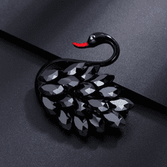 Camerazar Elegantní Brož s Krystaly ve tvaru Černé Labutě, Spona